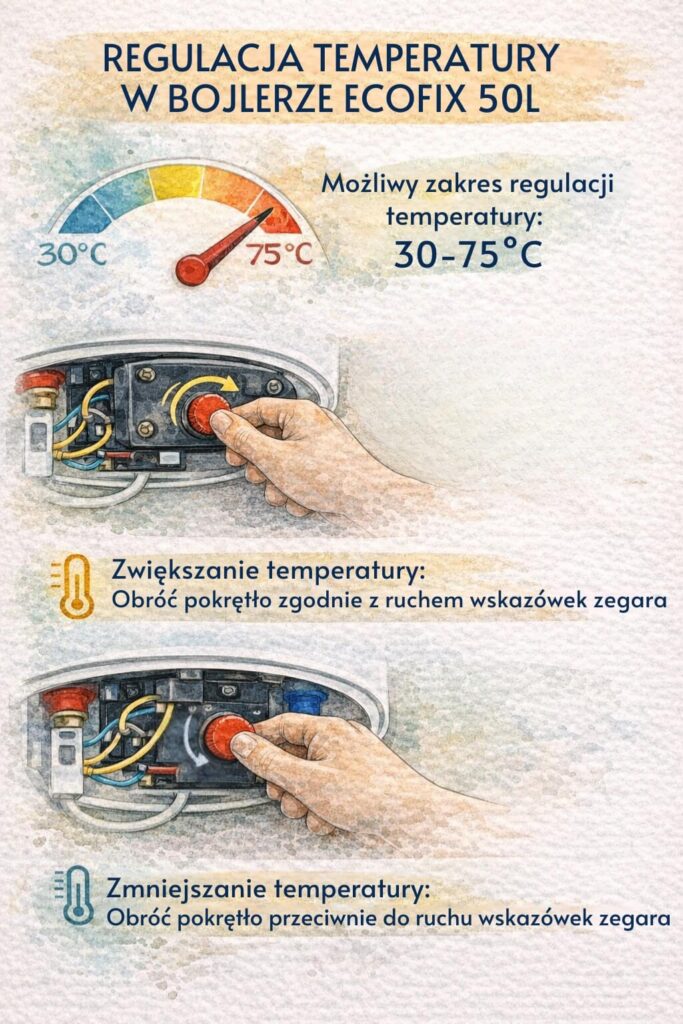 bojler ecofix 50l - regulacja temperatury oraz jej zakres