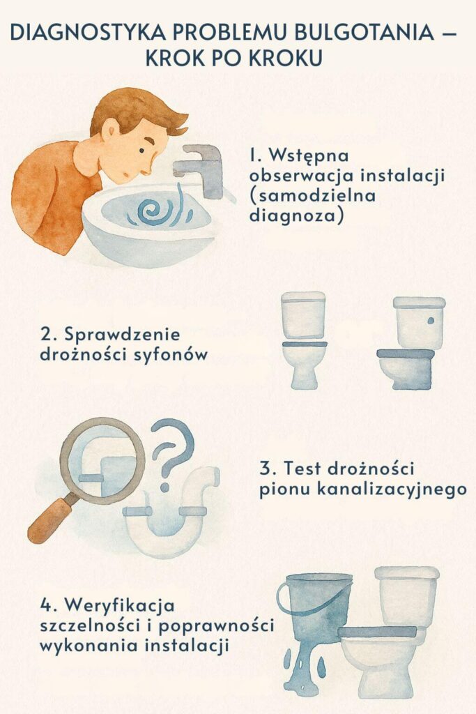Diagnostyka bulgotania w rurach krok po kroku Dlaczego woda schodzi, a jest bulgotanie w rurach? Diagnostyka problemu