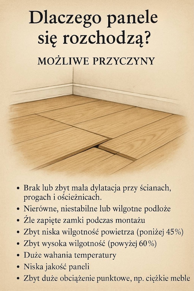 powody rozchodzenia się paneli 