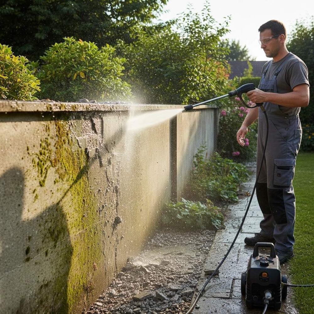 jak odnowić stary murek betonowy - mycie pod ciśnieniem jak odnowić stary murek betonowy - mycie