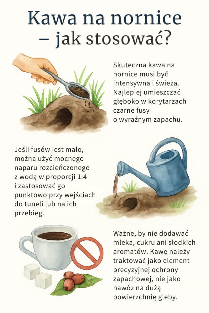 kawa na nornice - sposoby zastosowania kawa na nornice - stosowanie