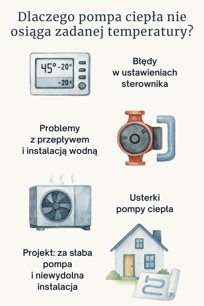 pompa ciepła nie osiąga zadanej temperatury - przyczyny pompa ciepła nie osiąga zadanej temperatury - powody