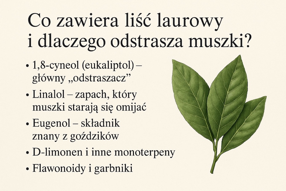 co zawiera i jak działa liść laurowy na muszki działanie liścia laurowego na muszki