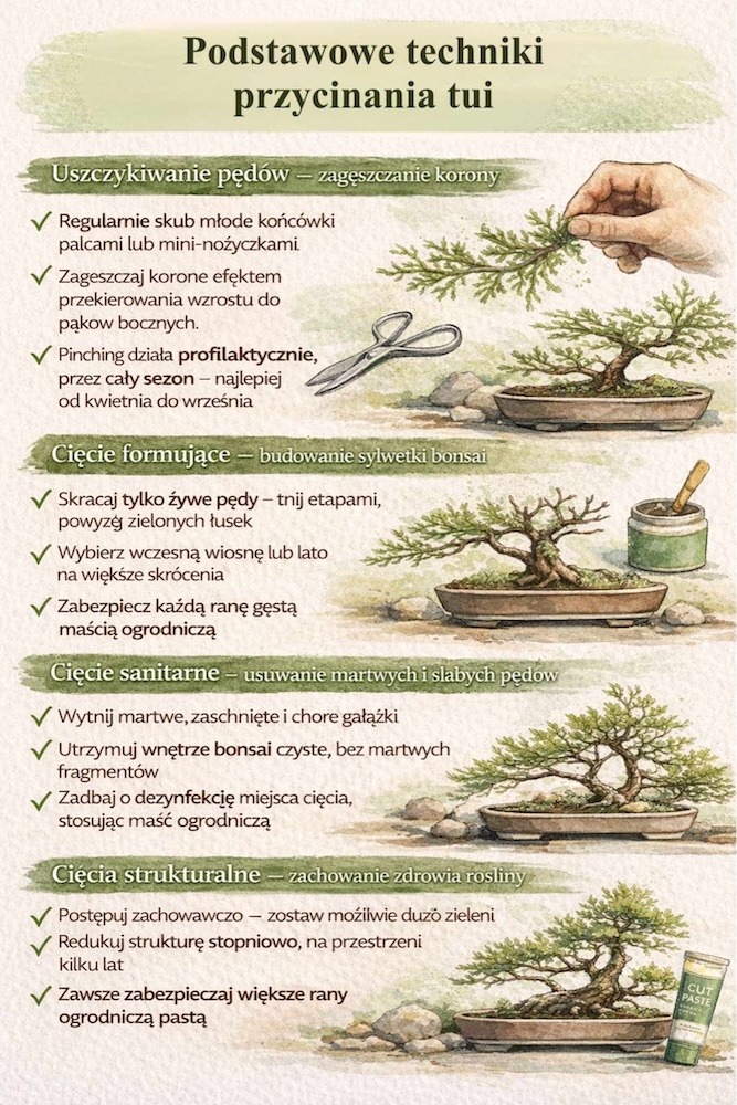 jak przyciąć tuje na bonsai - metody jak przyciąć tuje na bonsai - sposoby