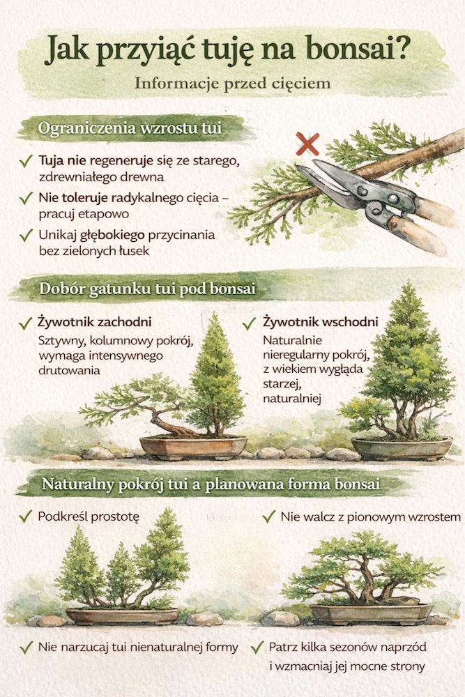 jak przyciąć tuje na bonsai - informacje przed jak przyciąć tuje na bonsai - kluczowe informacje