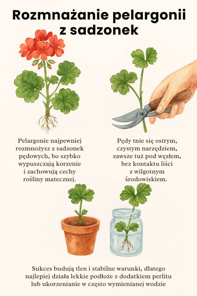 jak rozmnożyć pelargonie z sadzonek