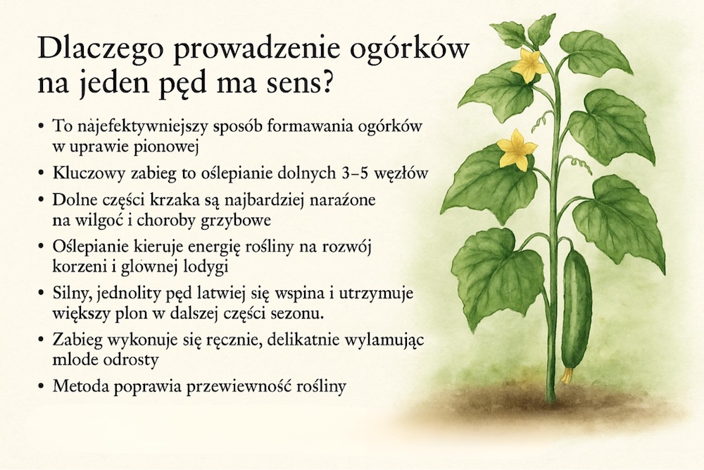 znaczenie prowadzenia ogórków na jeden pęd 